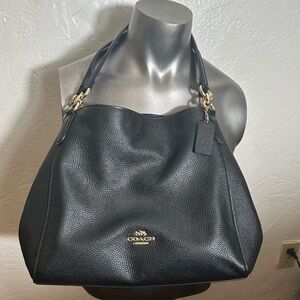 Coach F80268 Black Pebbled Leather Hallie Shoulder Bag